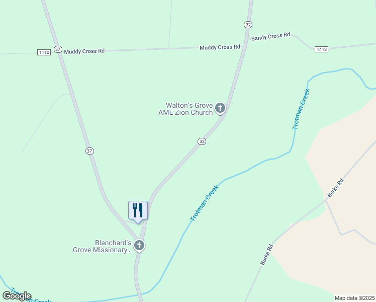 map of restaurants, bars, coffee shops, grocery stores, and more near 1239 North Carolina 32 in Hobbsville
