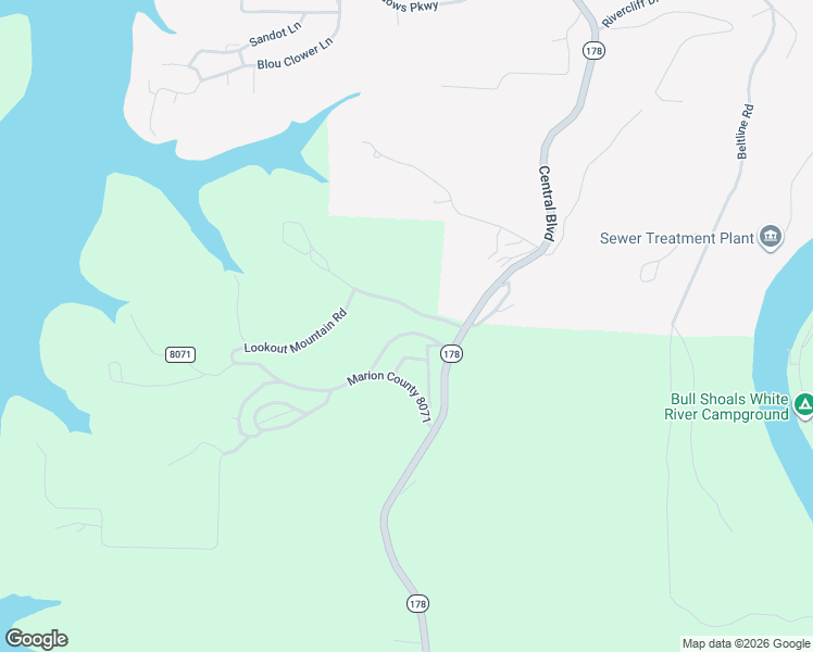 map of restaurants, bars, coffee shops, grocery stores, and more near 61 Marion County 8072 in Flippin