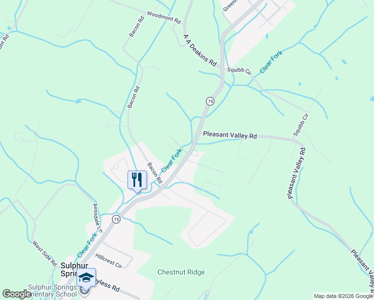 map of restaurants, bars, coffee shops, grocery stores, and more near 1121 Gray Station Sulphur Springs Road in Jonesborough