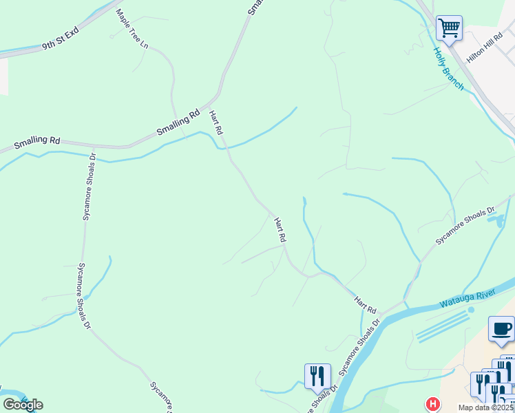 map of restaurants, bars, coffee shops, grocery stores, and more near 181 Hart Road in Elizabethton