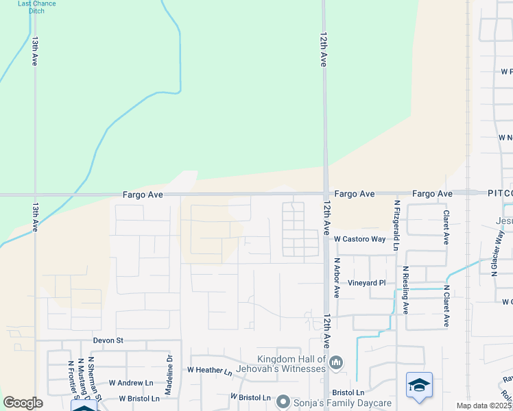 map of restaurants, bars, coffee shops, grocery stores, and more near 12228 Fargo Avenue in Hanford
