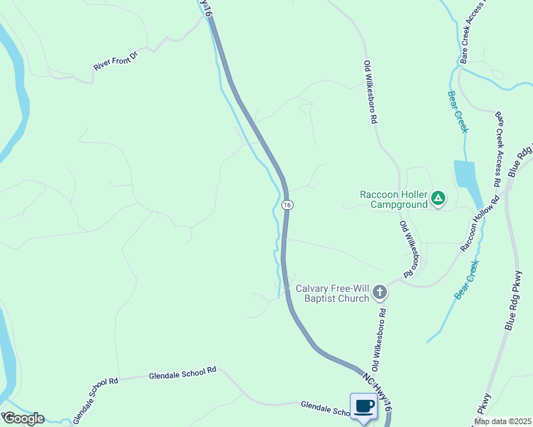 map of restaurants, bars, coffee shops, grocery stores, and more near 6442 North Carolina 16 in Jefferson