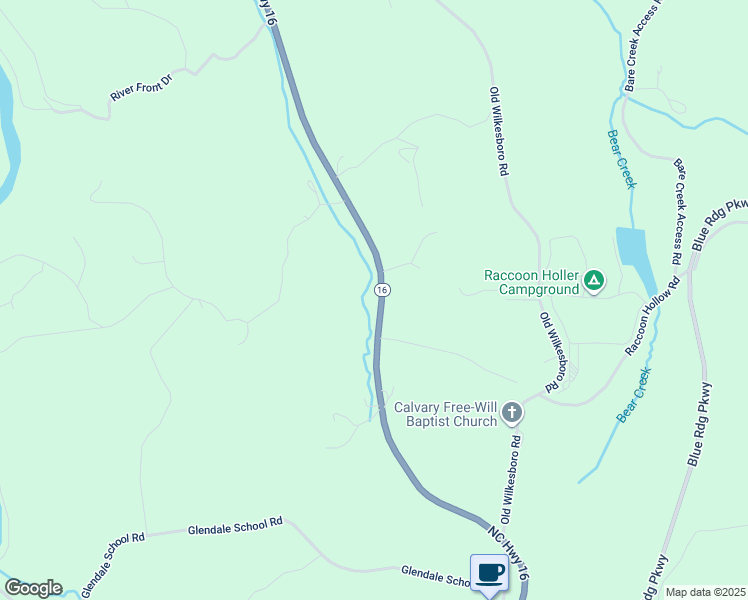 map of restaurants, bars, coffee shops, grocery stores, and more near 6438 North Carolina 16 in Jefferson
