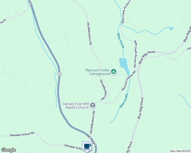 map of restaurants, bars, coffee shops, grocery stores, and more near Sandy Flats Drive in Ashe County
