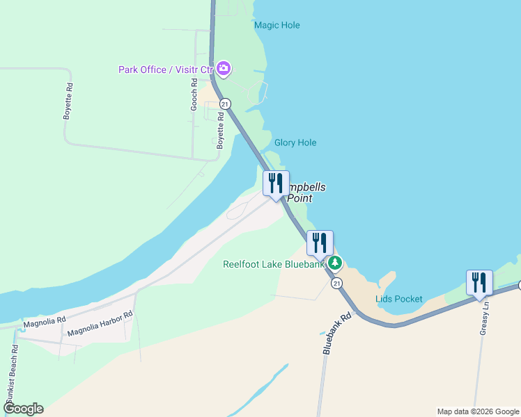 map of restaurants, bars, coffee shops, grocery stores, and more near 85 Magnolia Road in Tiptonville