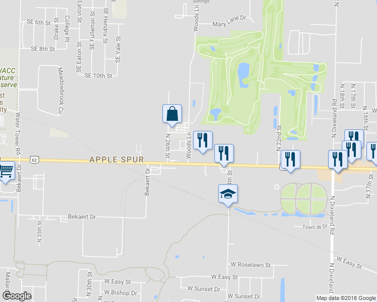 map of restaurants, bars, coffee shops, grocery stores, and more near 1506 Janda Drive in Rogers