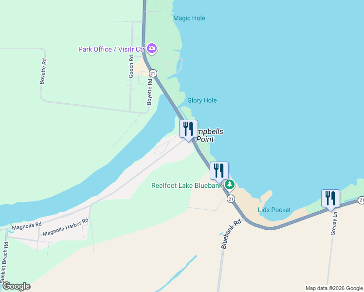 map of restaurants, bars, coffee shops, grocery stores, and more near 85 Magnolia Road in Tiptonville