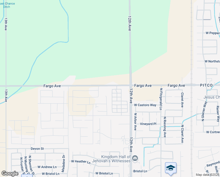 map of restaurants, bars, coffee shops, grocery stores, and more near 2476 Chardonnay Place in Hanford