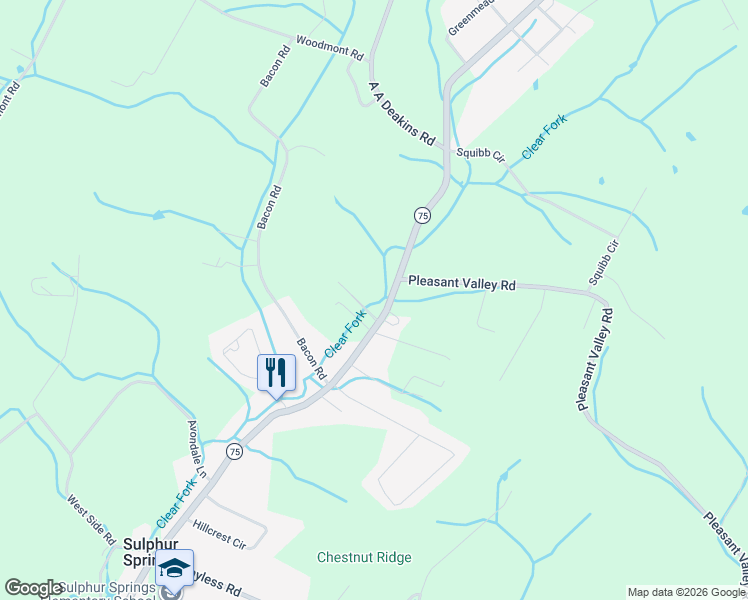 map of restaurants, bars, coffee shops, grocery stores, and more near 1121 Gray Station Sulphur Springs Road in Jonesborough