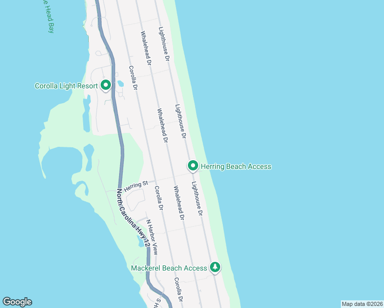 map of restaurants, bars, coffee shops, grocery stores, and more near 1007 Lighthouse Dr in Corolla