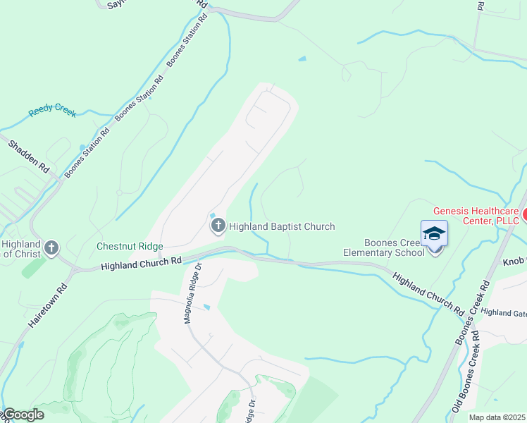 map of restaurants, bars, coffee shops, grocery stores, and more near 1221 Olde Oaks Drive in Johnson City