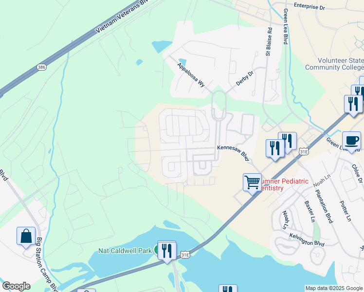 map of restaurants, bars, coffee shops, grocery stores, and more near 1088 McMahan Drive in Gallatin