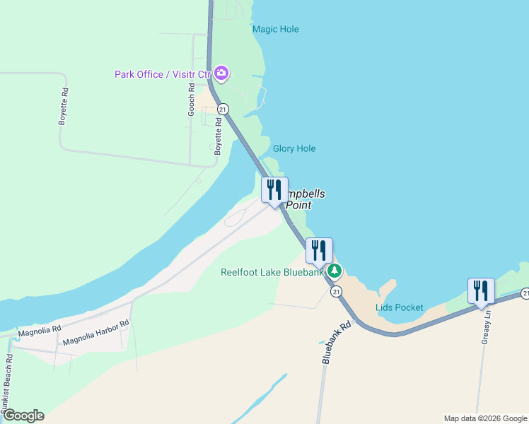 map of restaurants, bars, coffee shops, grocery stores, and more near 85 Magnolia Road in Tiptonville