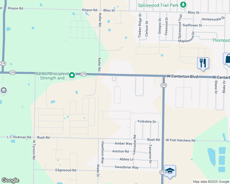 map of restaurants, bars, coffee shops, grocery stores, and more near 324 Graystone Circle in Centerton