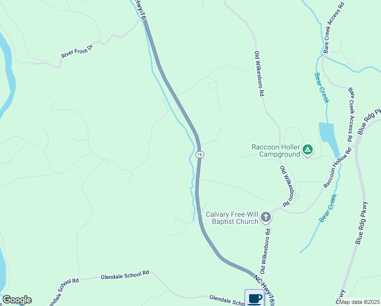 map of restaurants, bars, coffee shops, grocery stores, and more near 6392 North Carolina 16 in Jefferson