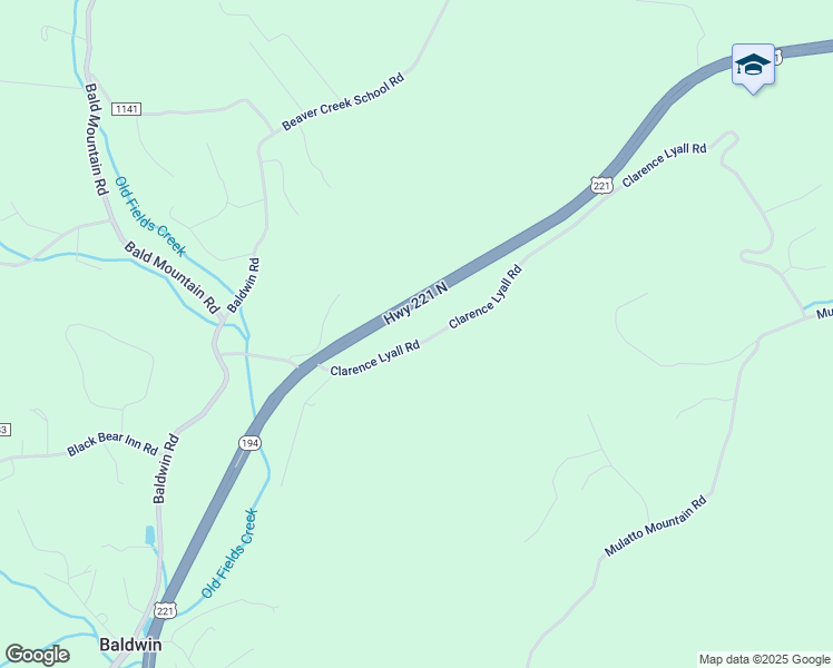 map of restaurants, bars, coffee shops, grocery stores, and more near 547 Clarence Lyall Road in West Jefferson