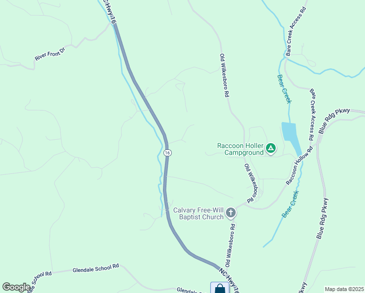 map of restaurants, bars, coffee shops, grocery stores, and more near B J Drive in Ashe County