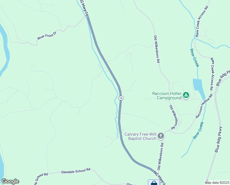 map of restaurants, bars, coffee shops, grocery stores, and more near 6368 North Carolina 16 in Jefferson