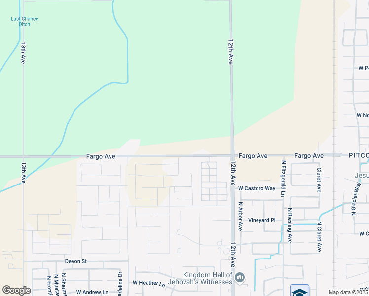 map of restaurants, bars, coffee shops, grocery stores, and more near 12228 Fargo Avenue in Hanford