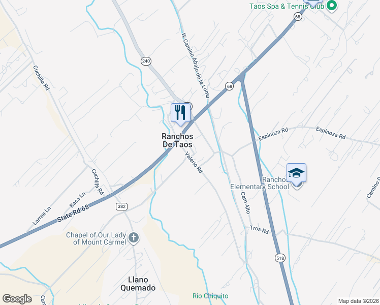 map of restaurants, bars, coffee shops, grocery stores, and more near in Ranchos de Taos