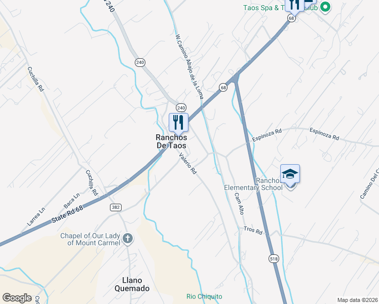 map of restaurants, bars, coffee shops, grocery stores, and more near in Ranchos de Taos