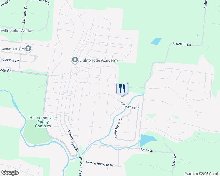 map of restaurants, bars, coffee shops, grocery stores, and more near 140 Picasso Circle in Hendersonville