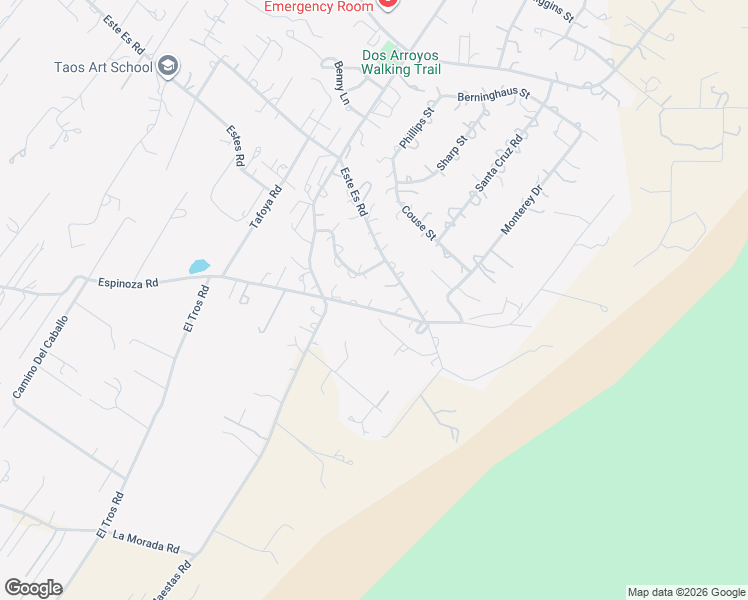 map of restaurants, bars, coffee shops, grocery stores, and more near 542-560 Este Es Road in Taos