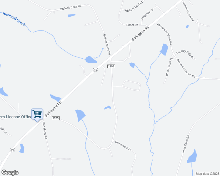 map of restaurants, bars, coffee shops, grocery stores, and more near 242 Lewis Winstead Loop Road in Roxboro