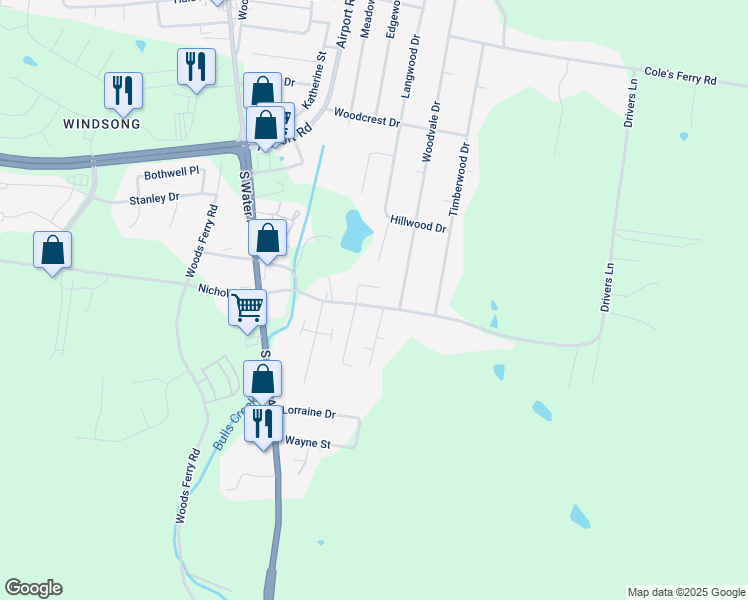 map of restaurants, bars, coffee shops, grocery stores, and more near 140 Drivers Lane in Gallatin