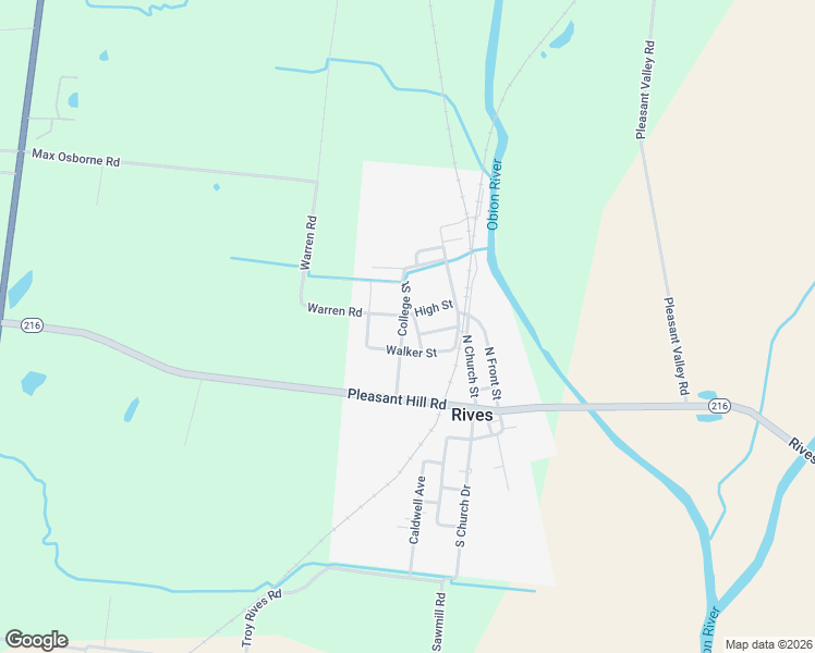 map of restaurants, bars, coffee shops, grocery stores, and more near 618 College Drive in Rives