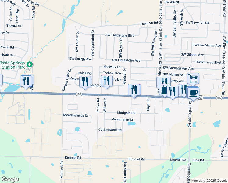 map of restaurants, bars, coffee shops, grocery stores, and more near 1230 East Centerton Boulevard in Centerton
