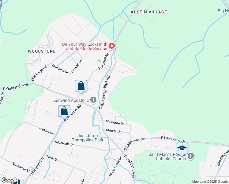 map of restaurants, bars, coffee shops, grocery stores, and more near 174 Austin Springs Road in Johnson City