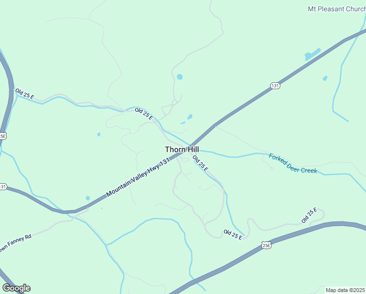 map of restaurants, bars, coffee shops, grocery stores, and more near Old Highway 25 East in Thorn Hill