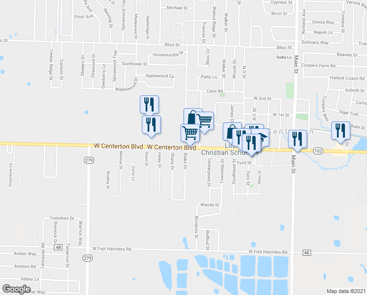 map of restaurants, bars, coffee shops, grocery stores, and more near 826 West Centerton Boulevard in Centerton