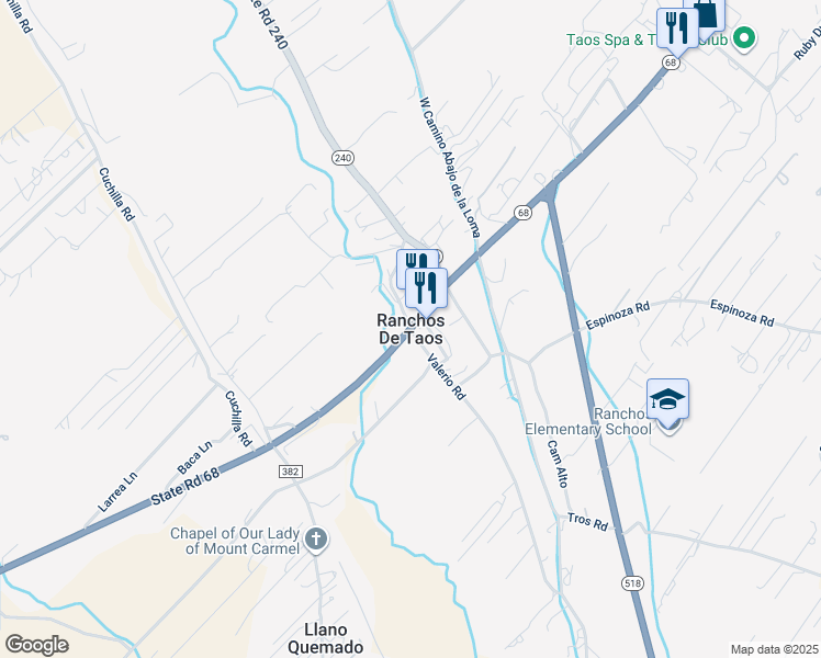 map of restaurants, bars, coffee shops, grocery stores, and more near in Ranchos de Taos