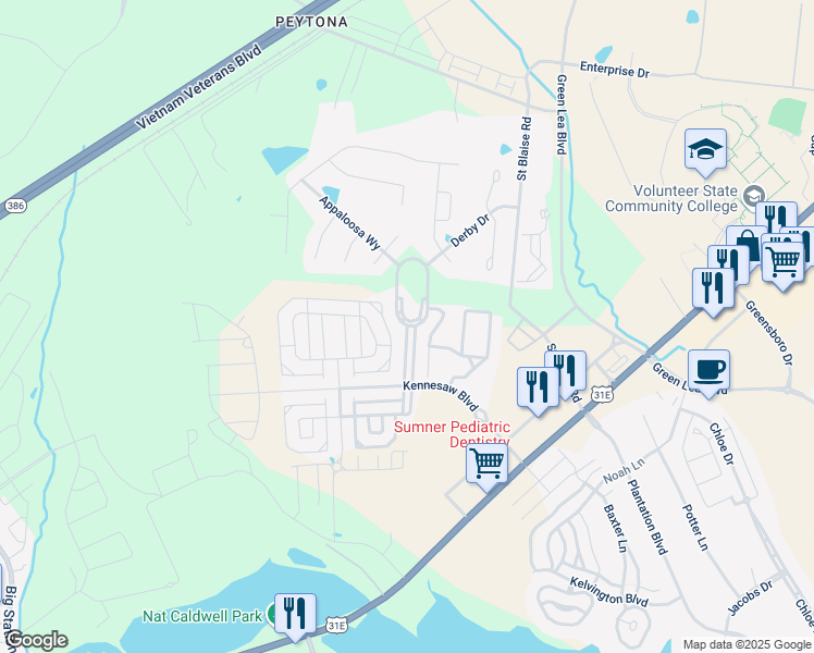 map of restaurants, bars, coffee shops, grocery stores, and more near Lt Gibson Circle in Gallatin