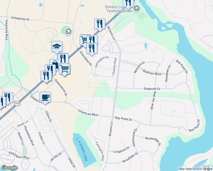 map of restaurants, bars, coffee shops, grocery stores, and more near 1010 S Browns Ln in Gallatin