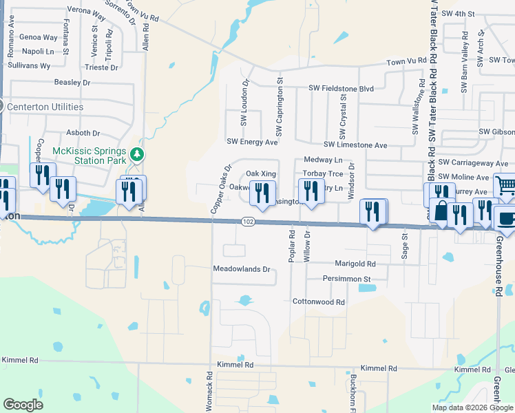map of restaurants, bars, coffee shops, grocery stores, and more near 920 West Centerton Boulevard in Centerton