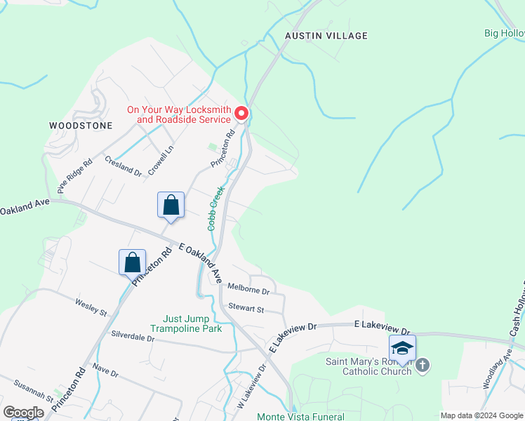 map of restaurants, bars, coffee shops, grocery stores, and more near 174 South Austin Springs Road in Johnson City