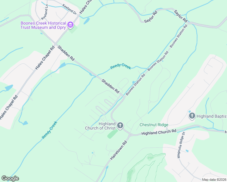 map of restaurants, bars, coffee shops, grocery stores, and more near 104 Ridgetop Drive in Gray