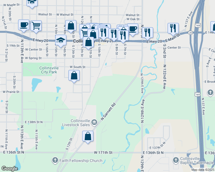 map of restaurants, bars, coffee shops, grocery stores, and more near in Collinsville