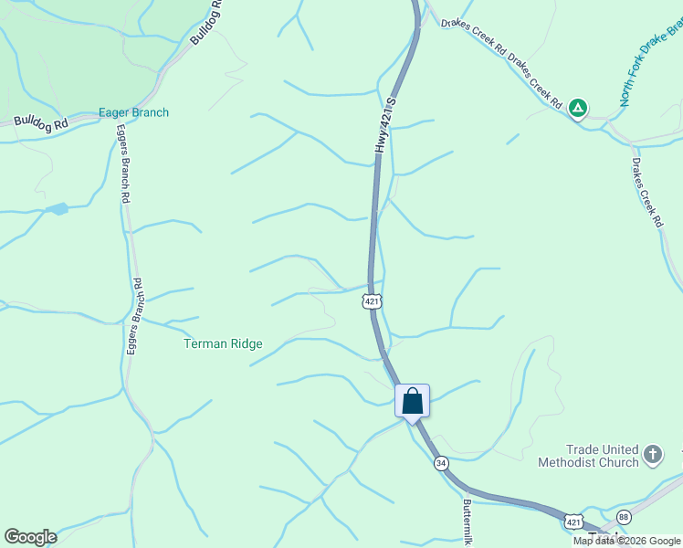 map of restaurants, bars, coffee shops, grocery stores, and more near 9358-9580 Highway 34 in Trade