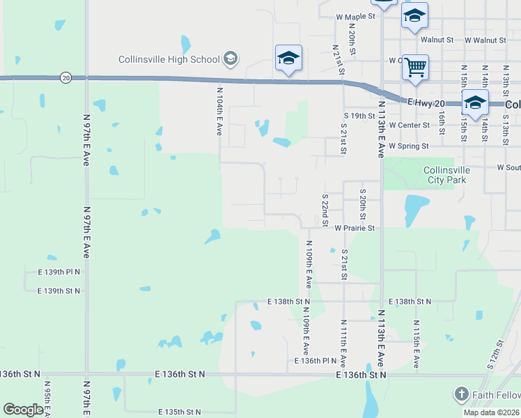 map of restaurants, bars, coffee shops, grocery stores, and more near 10573 East 142nd Street North in Collinsville
