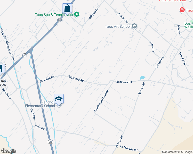 map of restaurants, bars, coffee shops, grocery stores, and more near Calle Vison in Ranchos de Taos