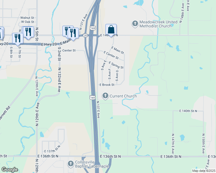 map of restaurants, bars, coffee shops, grocery stores, and more near 608 East Brook Street in Collinsville