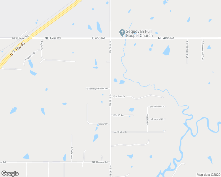 map of restaurants, bars, coffee shops, grocery stores, and more near South 4180 Road in Rogers County