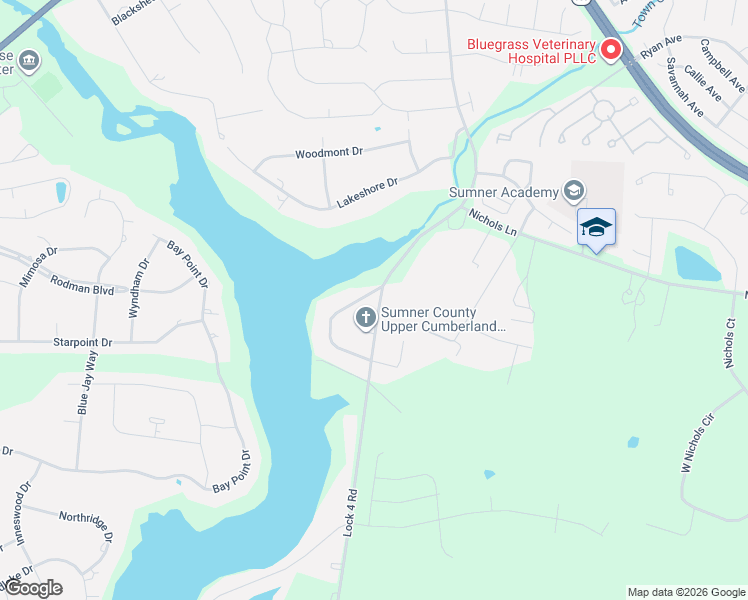 map of restaurants, bars, coffee shops, grocery stores, and more near 100 Lake Point Drive in Gallatin