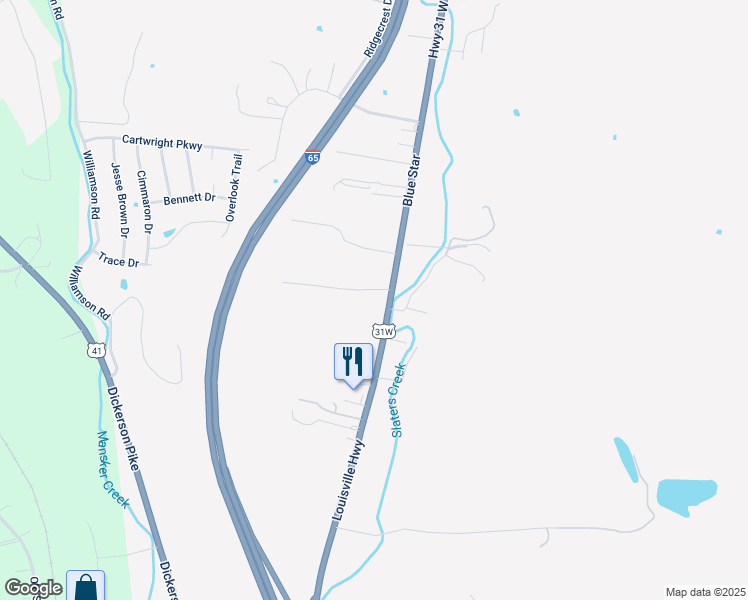 map of restaurants, bars, coffee shops, grocery stores, and more near 31W Highway 1056 in Goodlettsville