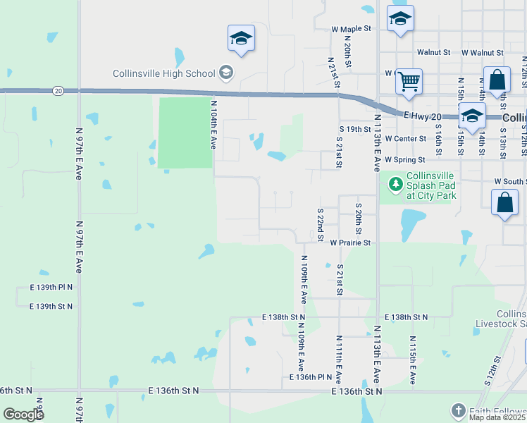 map of restaurants, bars, coffee shops, grocery stores, and more near 10688 East 142nd Court North in Collinsville