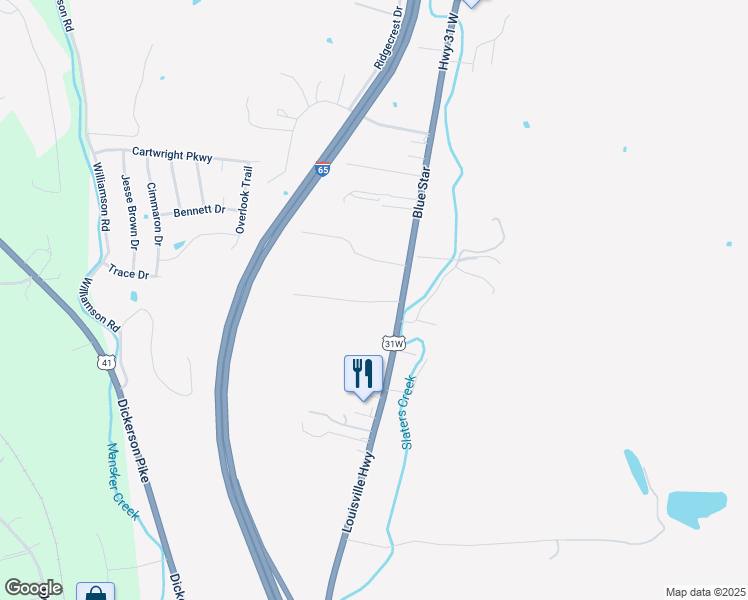 map of restaurants, bars, coffee shops, grocery stores, and more near 31W Highway 1056 in Goodlettsville